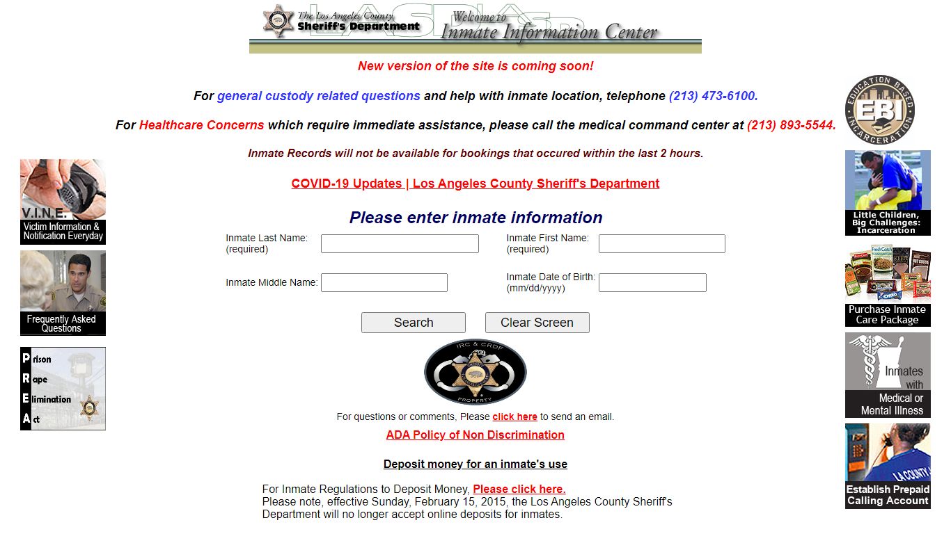 LASD Inmate Information Center - Inmate Search